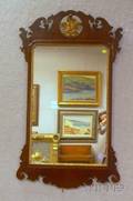 Chippendalestyle Partialgilt and Mahogany Veneer Mirror