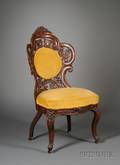 Victorian Rococo Revival Upholstered Carved Rosewood and Laminated Wood Parlor Side Chair