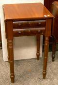 Late Federal Mahogany Veneer Dropleaf TwoDrawer Work Table