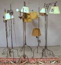 Nine Wrought Iron Bridge Floor Lamps