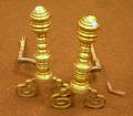 Pair of Classical Turned Brass Andirons