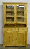 Provincial Glazed Pine Twopart Stepback Cupboard