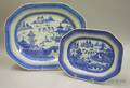 Two Chinese Export Porcelain Canton Blue and White Platters