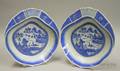 Pair of Chinese Export Porcelain Canton Blue and White Shrimp Dishes