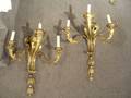 Pair of Louis XVstyle Bronze Three Light Wall Sconces