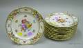 Set of Eleven Schumann Gilt and Transfer Floral Decorated Porcelain Plates