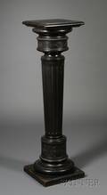 Victorian Ebonized Carved and Fluted Wooden Pedestal