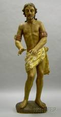 Gilt and Polychrome Painted Carved Wood and Gesso Figure of Christ