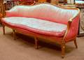 Georgianstyle Damask Upholstered Carved Mahogany Sofa
