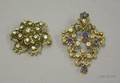 Two 14kt Gold Diamond and Enamel Brooches