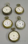 Five Assorted Open Face Pocket Watches