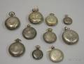 Ten Assorted Sterling Coin and 800 Silver Pocket Watch Cases