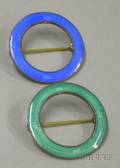 Two Aksel Holmsen for David Andersen Enamel Circle Pins
