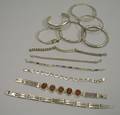 Twelve Bangle Cuff and Other Sterling Silver Bracelets