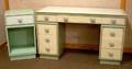 Kittinger Greenpainted Wooden Flattop Desk and Nightstand