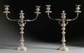 Pair of Sheffield Plate ThreeLight Convertible Candelabra