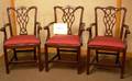 Set of Six Councill Chippendalestyle Carved Mahogany Knuckle Armchairs with Upholstered Slip Seats
