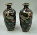 Pair of Chinese Cloisonne Dragon Decorated Vases