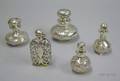 Five Silver Overlay Glass Scent Bottles