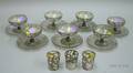 Set of Six Silver Overlay and Colorless Glass Desserts and Underplates