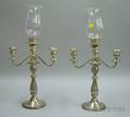 Pair of Sterling Silver Convertible ThreeLight Candelabra