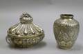 Asian Silver Vase and Covered Silver Box