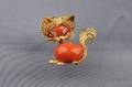 18kt Gold Coral and Diamond Cat Pin