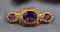 14kt Gold Amethyst and Diamond Brooch