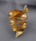 18kt Gold Cultured Pearl and Diamond Brooch Preformed Parts