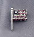 18kt White Gold and GemSet American Flag Brooch