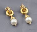 18kt Gold Cultured Pearl and Diamond Earpendants Elizabeth Locke