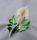 Rock Crystal Enamel and Gemset Calla Lily Brooch Emis