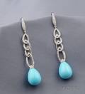 18kt White Gold Turquoise and Diamond Earpendants