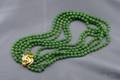 Multistrand Canadian Nephrite Jade Peridot and Diamond Necklace