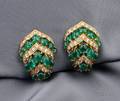 18kt Gold Emerald and Diamond Earclips