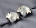 18kt Gold Blue Lace Chalcedony and Hematite Intarsia Earclips Angela Cummings