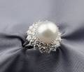 Platinum South Sea Pearl and Diamond Ring