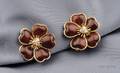 18kt Gold Exotic Wood and Diamond Nerval Earclips Van Cleef  Arpels