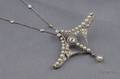 Platinum Seed Pearl and Diamond Pendant