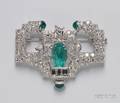 Art Deco Platinum Emerald and Diamond Brooch Marcus  Co
