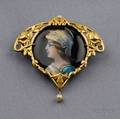 Art Nouveau 18kt Gold and Enamel Brooch France