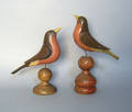 Two contemporary carved and painted birds