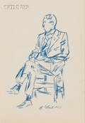 Lot of Two Figural Works William James Glackens American 18701938 Portrait of a Seated Man