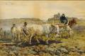 Henry Enrico Coleman Italian 18461911 Oxen Team in the Countryside
