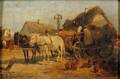 A D Montemezzo ItalianGerman 19th Century Unloading the Hay