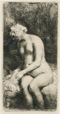Rembrandt Harmensz van Rijn Dutch 16061669 Woman Bathing Her Feet at a Brook