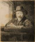Rembrandt Harmensz van Rijn Dutch 16061669 Self Portrait Drawing at a Window