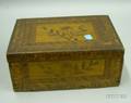 Small Folk Strawwork Floral and Parquetry Decorated Wooden Lidded Box