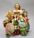 Seven Small Lencitype Italian Cloth Dolls