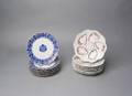 Set of six porcelain oyster plates